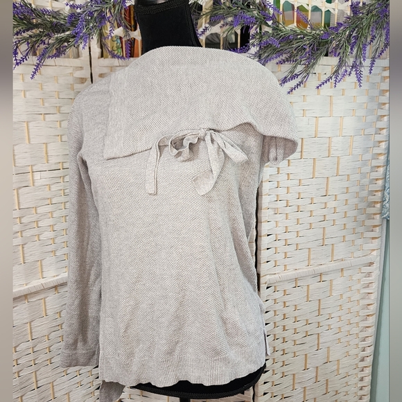 🧨 1st State Gray Hi-Lo Waffle Knit Bell Sleeve Sweater Top - Picture 5 of 9